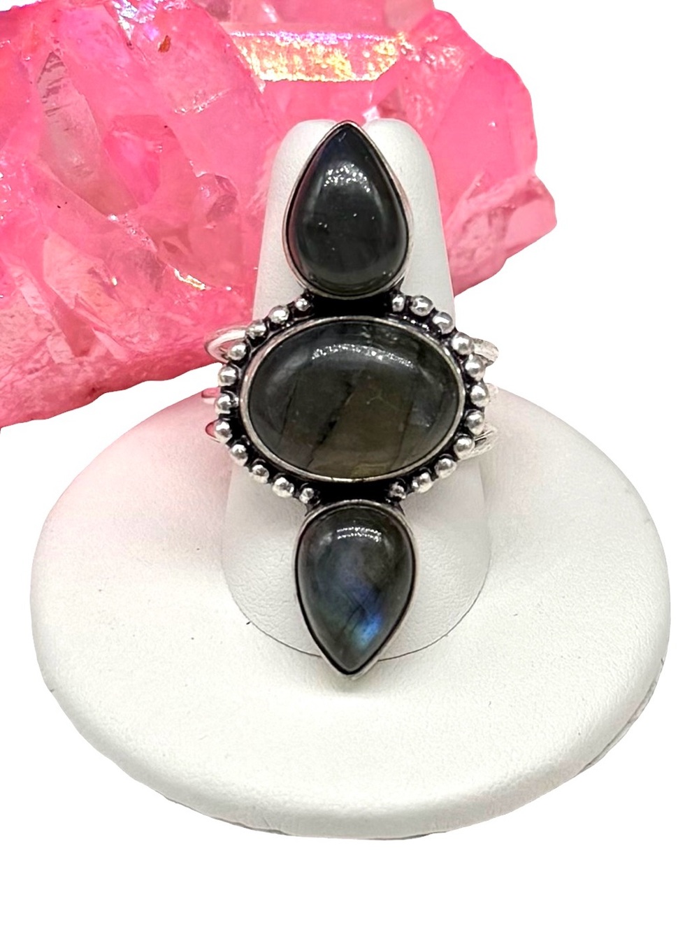 Labradorite Ring Size 11 925 Sterling Silver Overlay